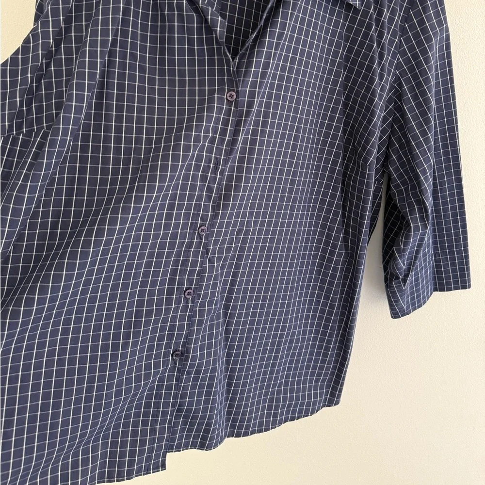 ALC Blue Windowpane Long Sleeve Button Down 3XL